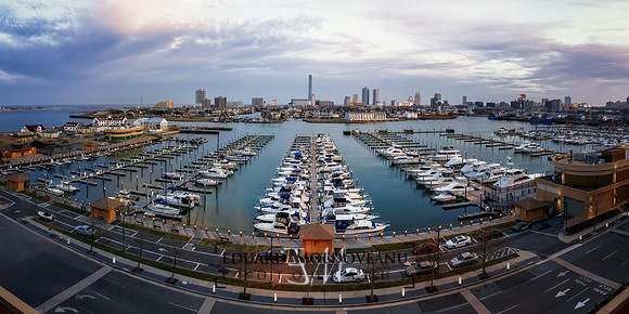 Sunset over marina