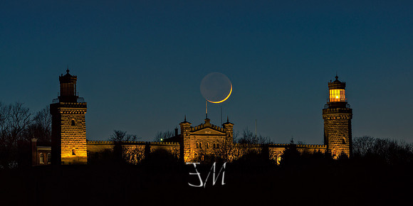 Moonset at Twin Lights