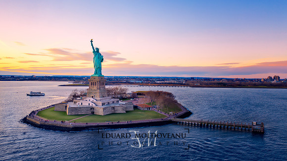 Liberty Statue at sunset